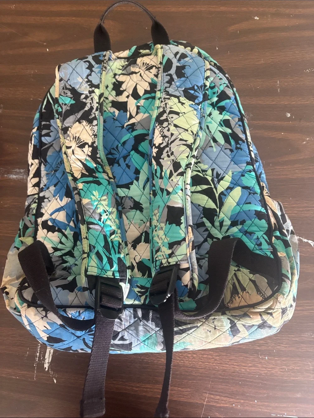 Vera Bradley Teal Blue Green Floral Quilted Backpack